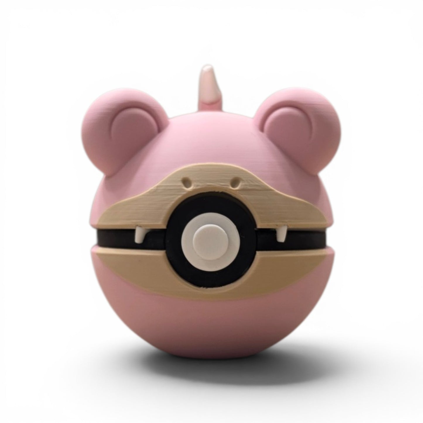 3D printed pink dopey hippo psychic creature ball front view showing full body silhouette