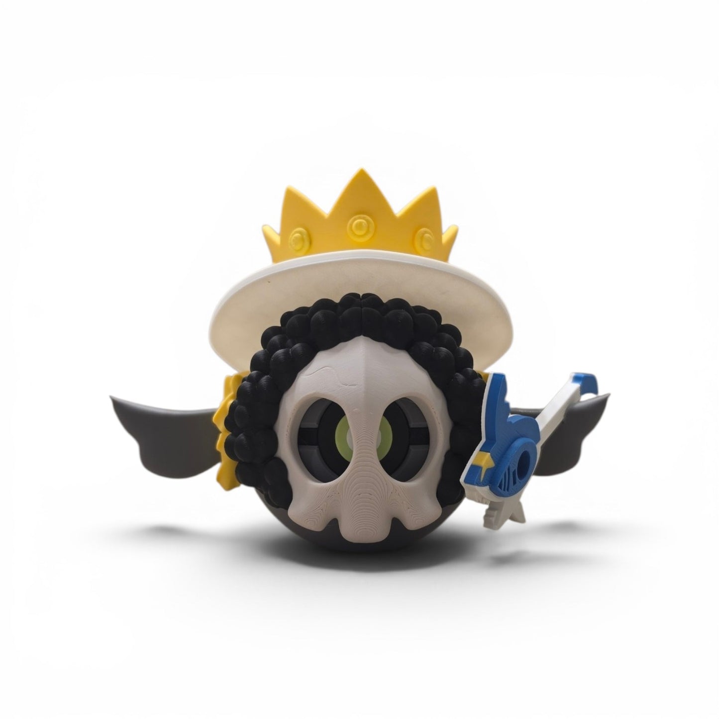 3D printed skeleton musician ghost skull mashup creature ball side profile view