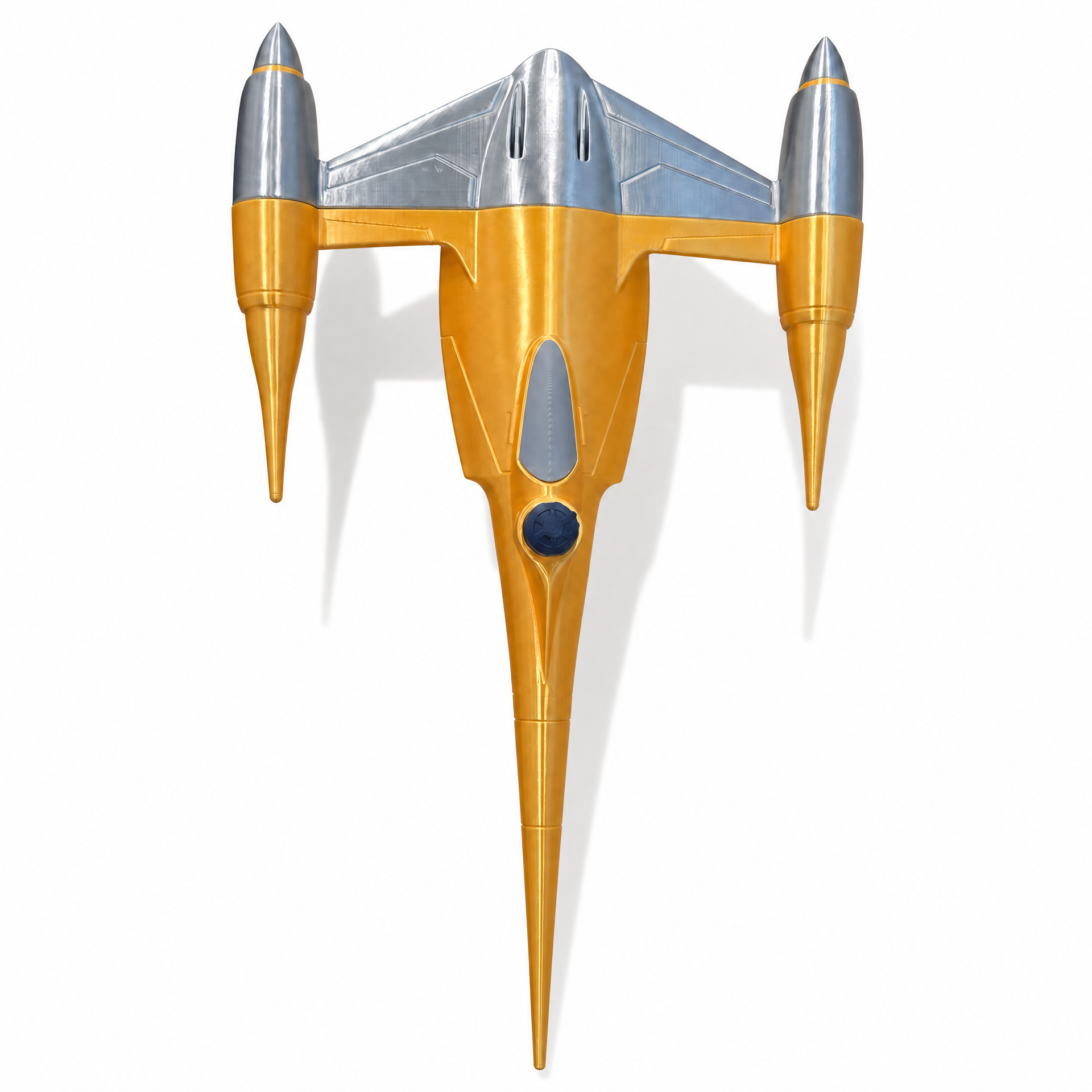 Golden Naboo royal starfighter sci-fi ship display replica detail view