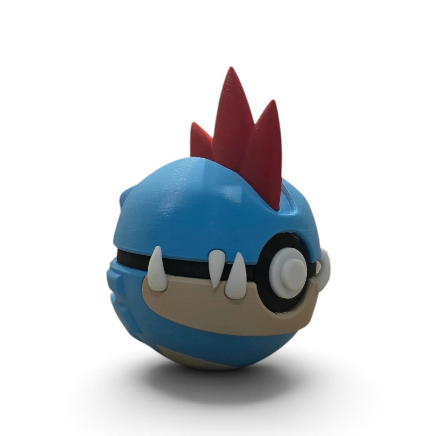 Blue crocodilian fang spike water type creature ball collector figure side view