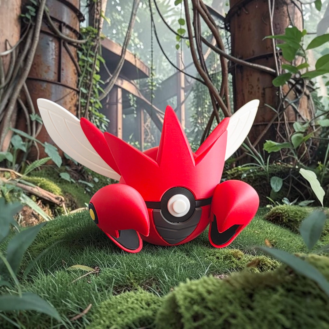 3D printed gray steel insect armored beetle creature collector ball
