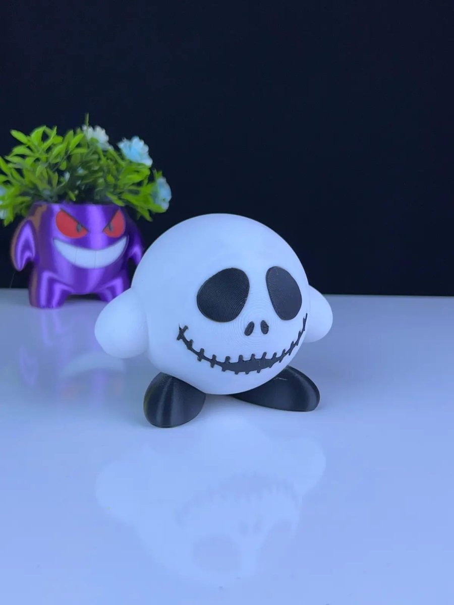 Skeleton Kirby 3D Printed Figurine – Spooky Cute Mashup - HypedAnubis3D