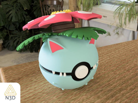 Venusaur Custom Pokeball: 3D Printed Pokemon Collectible - HypedAnubis3D